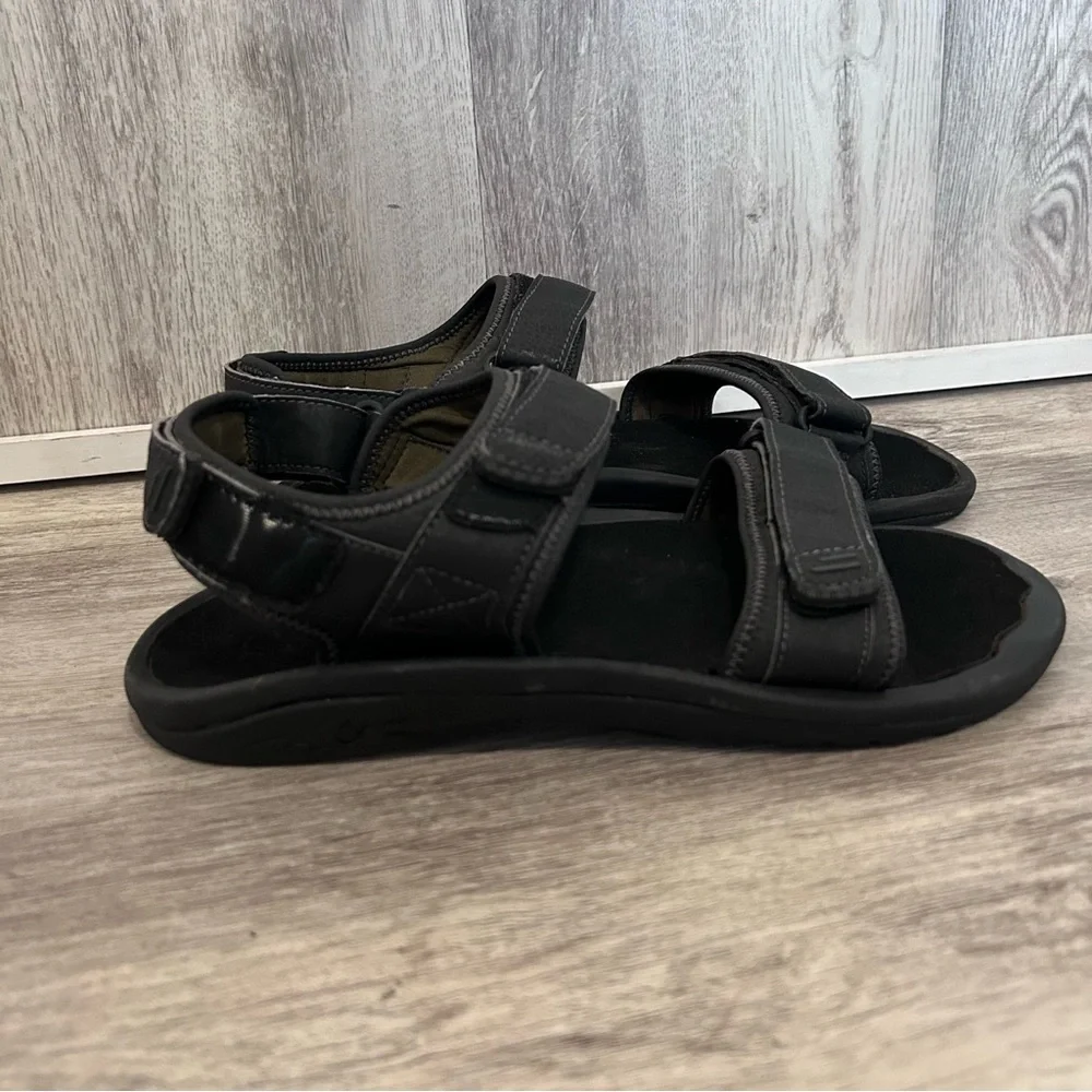 Olukai Waterproof Hiking Sandal Men's 10 Black Sz Hokua pahu Beach Outdoor